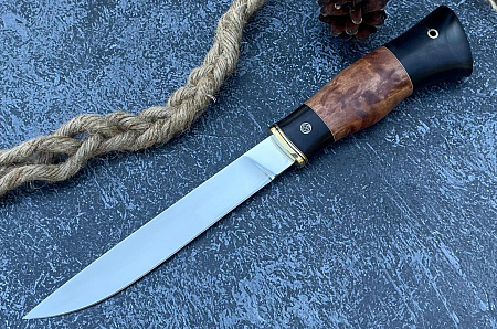 Нож "Батыр" 2: сталь - Bohler М390; рукоять - карельская береза, черный граб