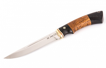 Нож "Калмык": сталь - Bohler М390; рукоять - карельская береза, черный граб